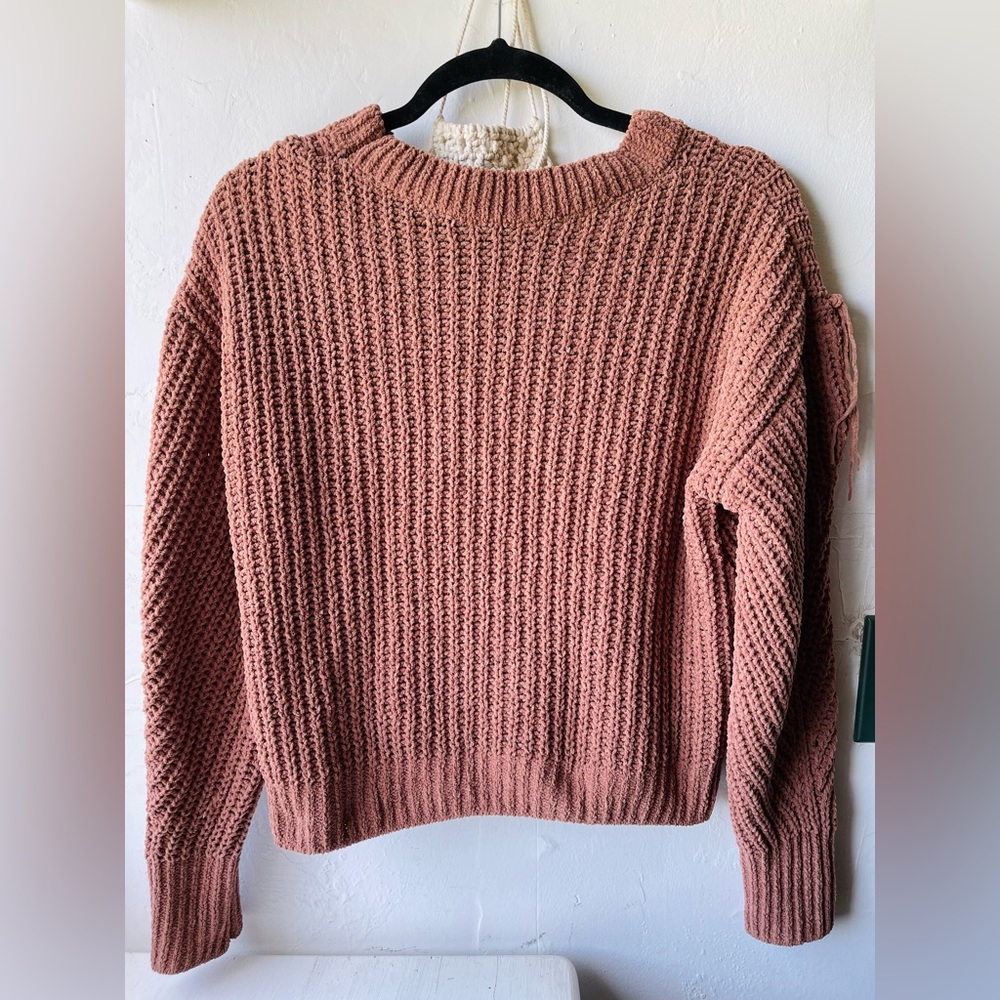 No Boundaries Fringed Knit Sweater - Brown - Picture 2 of 3